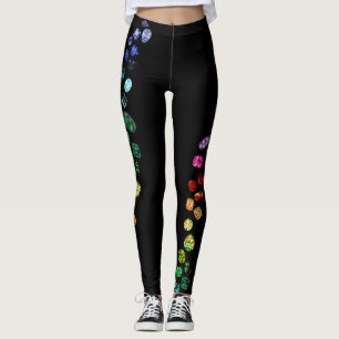 Leggings Polainas dobles de la piedra preciosa de la fila