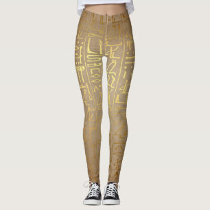 Leggings Polainas egipcias de los Hieroglyphics del oro del