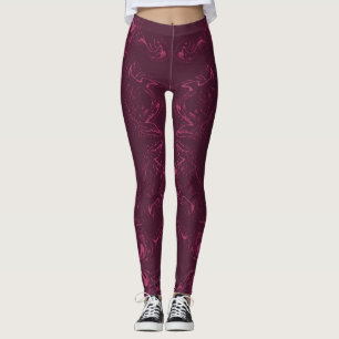 Leggings Polainas - el rosa y Borgoña remolinaron modelo
