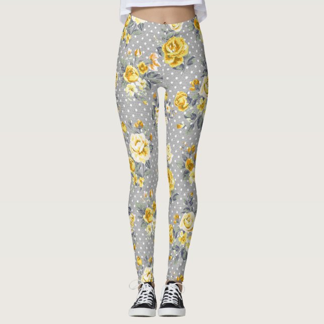 Leggings Polainas elegantes lamentables del rosa amarillo (Anverso)