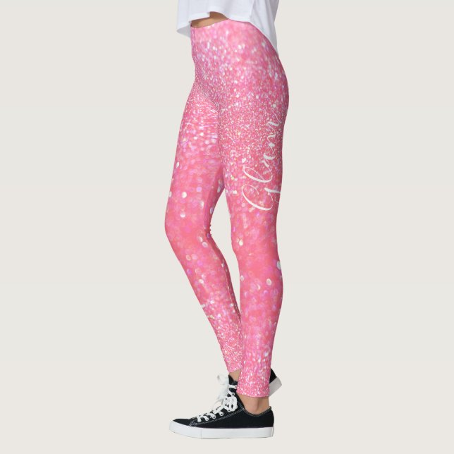 Leggings Polainas - encanto rosado del purpurina (Izquierda)