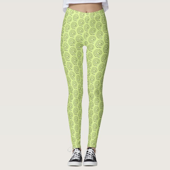 Leggings Polainas - espirales moldeados en verde claro (Anverso)