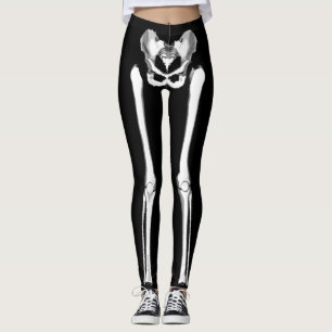 Leggings Polainas esqueléticas de Halloween del negro de