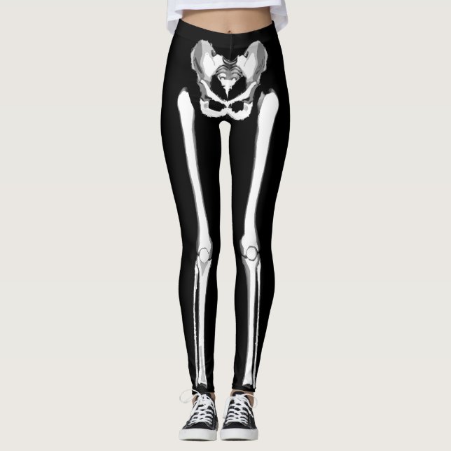 Leggings Polainas esqueléticas de Halloween del negro de (Anverso)