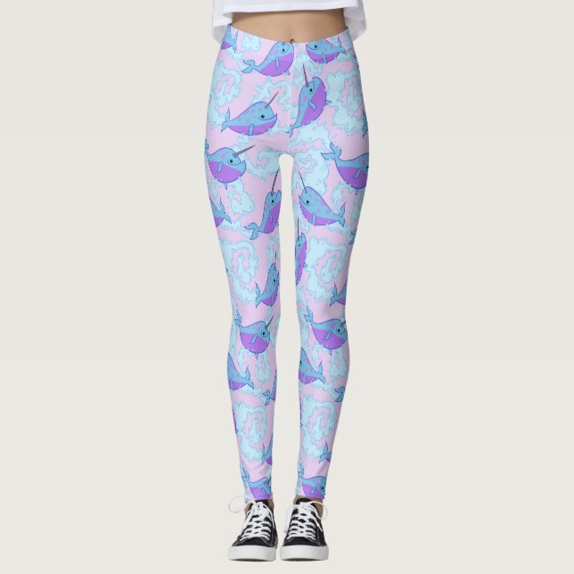 Leggings Polainas felices del modelo de Narwhal (Anverso)