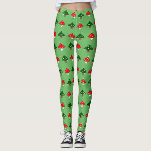 Leggings Polainas festivas verdes de las setas