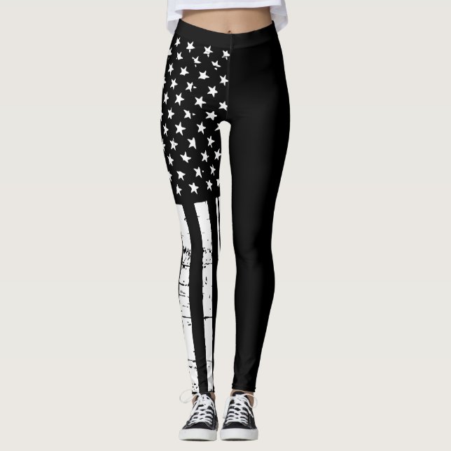 Leggings Polainas finas de la bandera americana de Blue (Anverso)