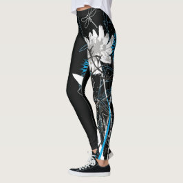 Leggings Polainas florales blancas y azules