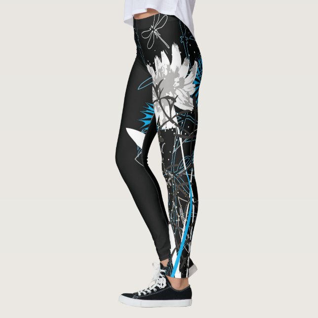 Leggings Polainas florales blancas y azules (Izquierda)