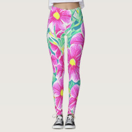 Leggings Polainas florales blancas y verdes amarillas