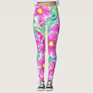Leggings Polainas florales blancas y verdes amarillas
