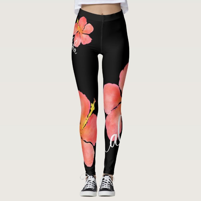Leggings Polainas florales brillantes, tropicales del (Anverso)