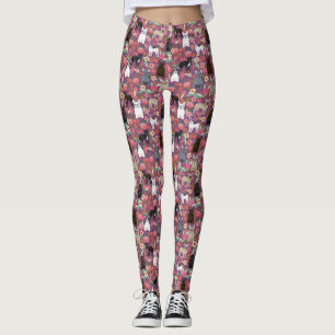 Leggings Polainas florales de Frenchie - bulldog francés