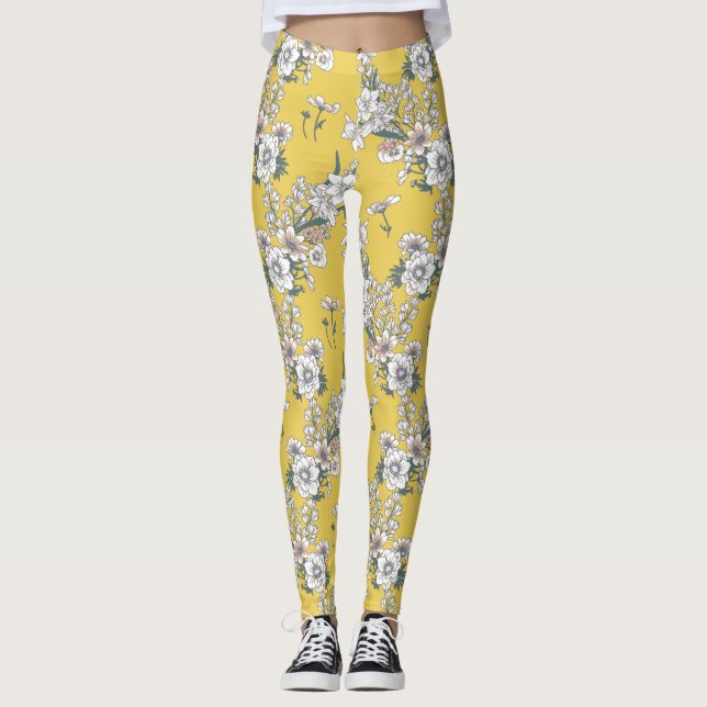 Leggings Polainas florales de la brisa del verano (Anverso)