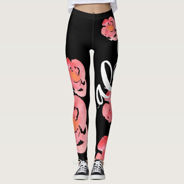 Leggings Polainas florales de la hawaiana (Anverso)