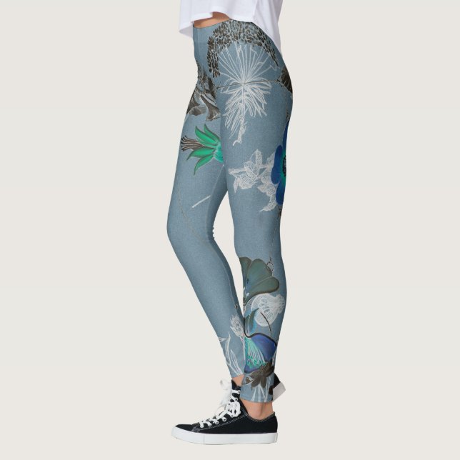 Leggings Polainas florales del arte - Fernando azul (Izquierda)