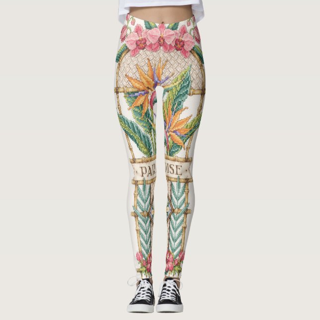 Leggings Polainas florales del paraíso (Anverso)
