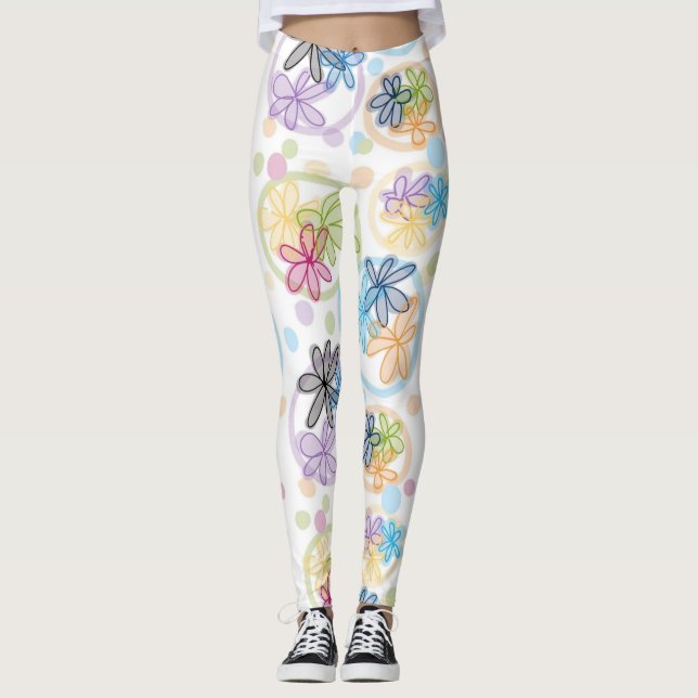 Leggings Polainas florales lineares (Anverso)