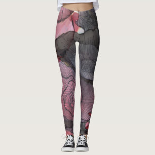Leggings Polainas florales rojas/del negro