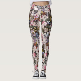 Leggings Polainas florales rosadas de encargo del ejercicio
