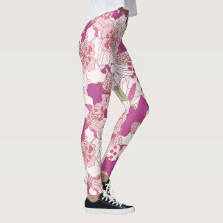Leggings Polainas florales rosadas del rododendro