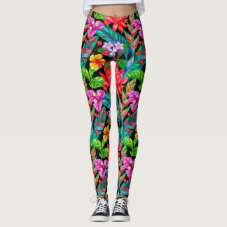 Leggings Polainas florales tropicales