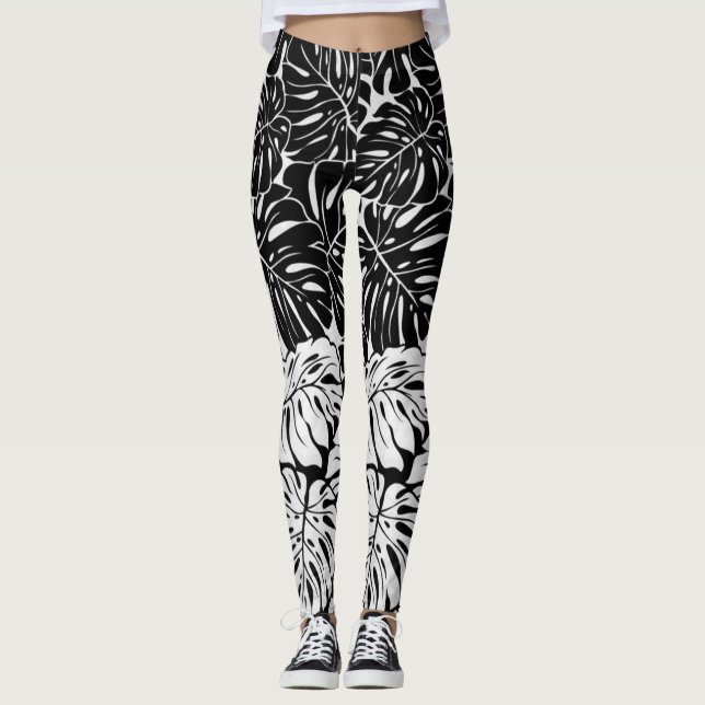 Leggings Polainas frondosas de B&W (Anverso)