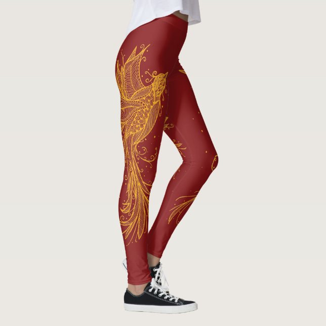 Leggings Polainas gemelas de oro del rojo de Phoenix (Derecha)