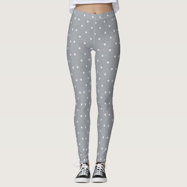 Leggings Polainas grises blancas del modelo de lunar para (Anverso)