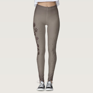 Leggings Polainas grises de la impresión de la pata de