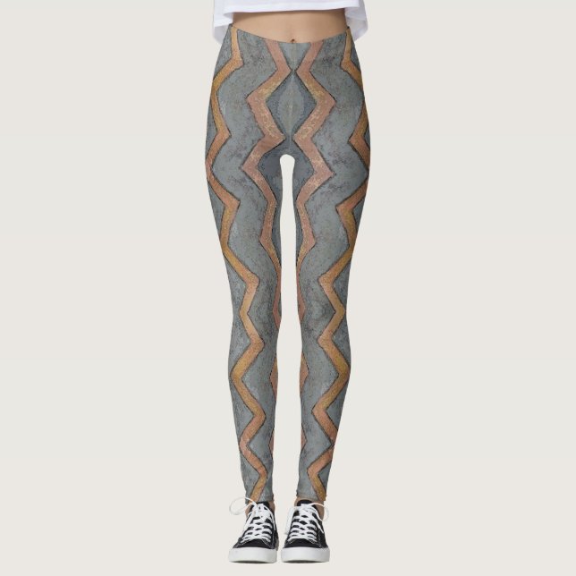 Leggings Polainas grises tribales (Anverso)