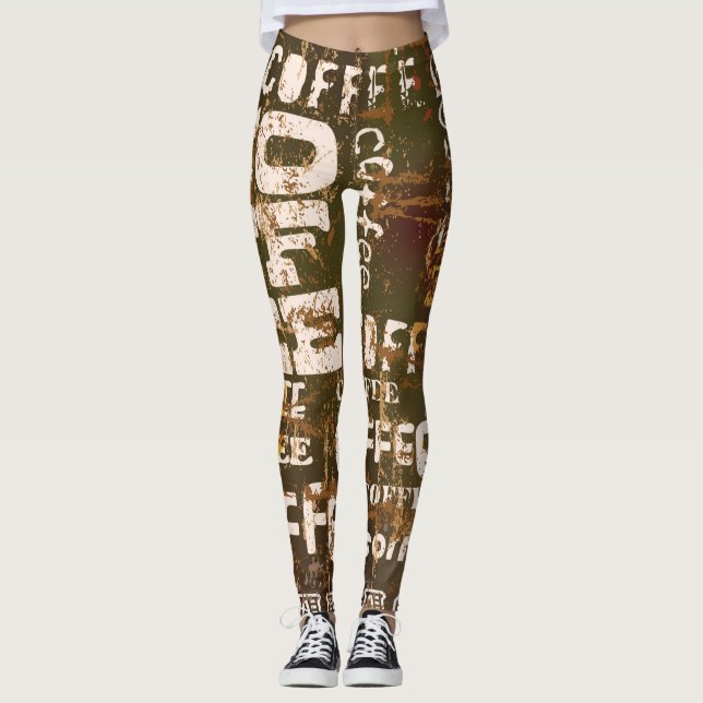 Leggings Polainas hermosas del café express del café (Anverso)