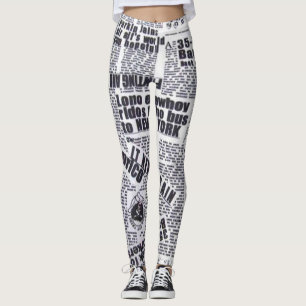 Leggings Polainas impresas del artículo periodístico