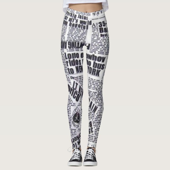 Leggings Polainas impresas del artículo periodístico (Anverso)