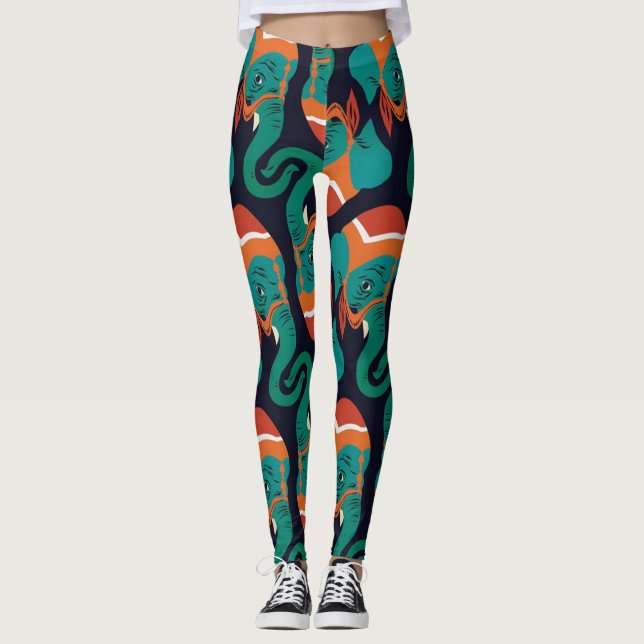 Leggings Polainas impresas modelo del elefante (Anverso)