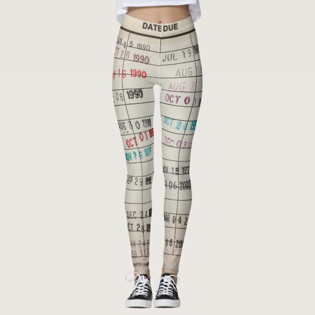 Leggings Polainas imprimibles de las tarjetas de biblioteca (Anverso)