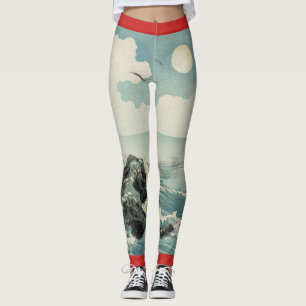 Leggings polainas japonesas de la impresión de bloque de