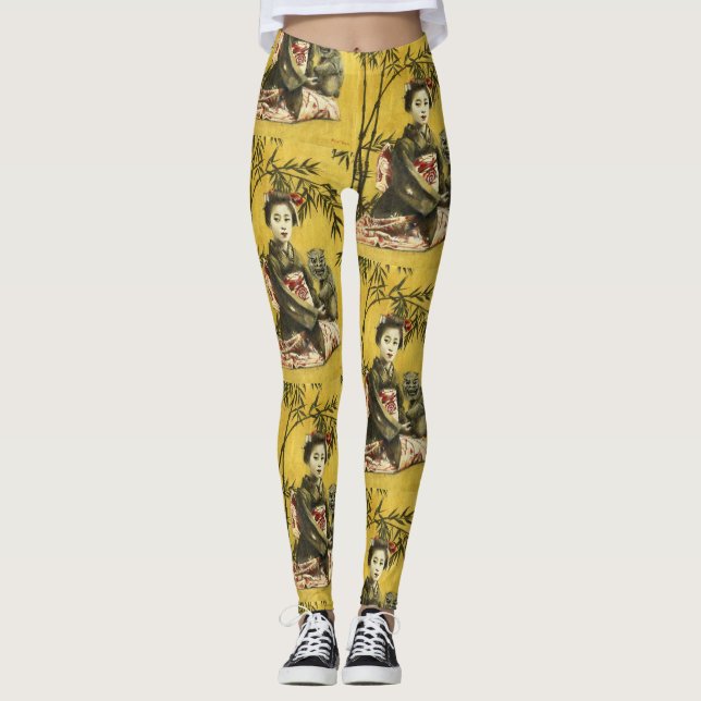 Leggings Polainas japonesas del geisha y del demonio del (Anverso)