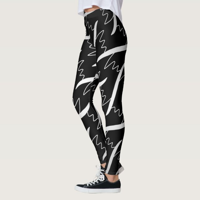 Leggings Polainas Jimette Diseño blanco sobre negro (Izquierda)