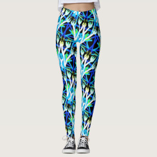Leggings Polainas Jimette Diseño flores azules y blancas
