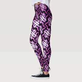 Leggings Polainas Jimette Diseño fucsia blanca sobre negro