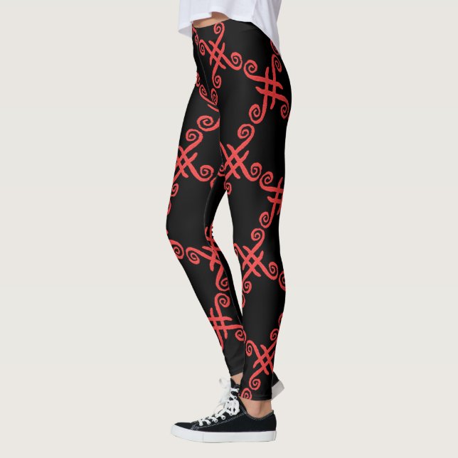 Leggings Polainas Jimette Diseño rojo sobre negro (Izquierda)