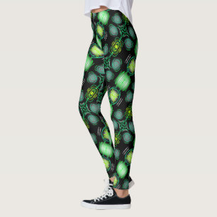 Leggings Polainas Jimette Diseño verde sobre negro