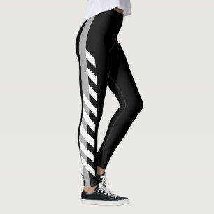 Leggings Polainas laterales grises de la raya