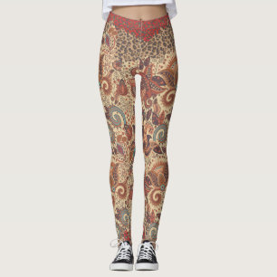 Leggings Polainas laterales salvajes de Paisley Boho del