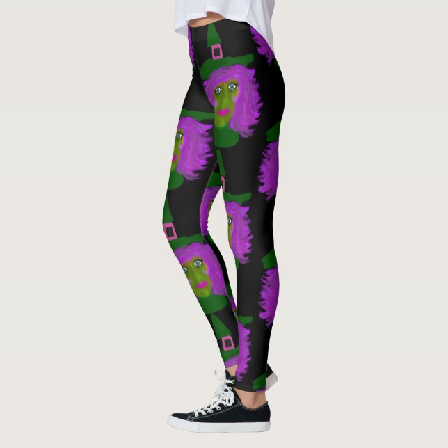 Leggings Polainas lindas del negro de la bruja de Halloween (Izquierda)
