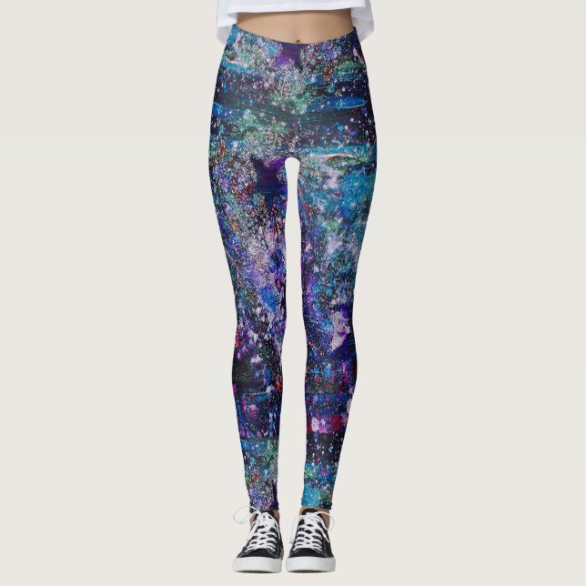 Leggings Polainas llenas del purpurina de la galaxia (Anverso)