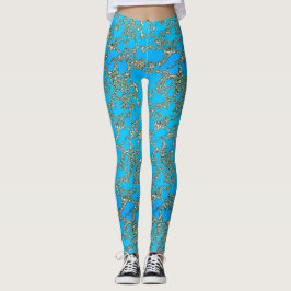 Leggings Polainas metálicas del diseño de la turquesa