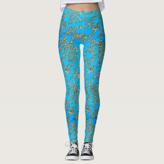Leggings Polainas metálicas del diseño de la turquesa