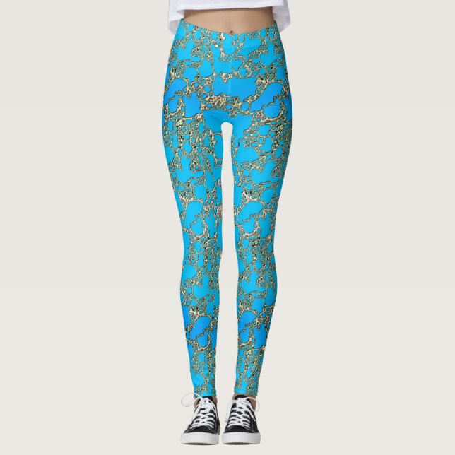 Leggings Polainas metálicas del diseño de la turquesa (Anverso)